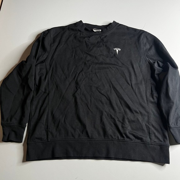 Tesla Motors Unisex Black Crewneck Sweatshirt Embroidered Logo TSL7865BK Large